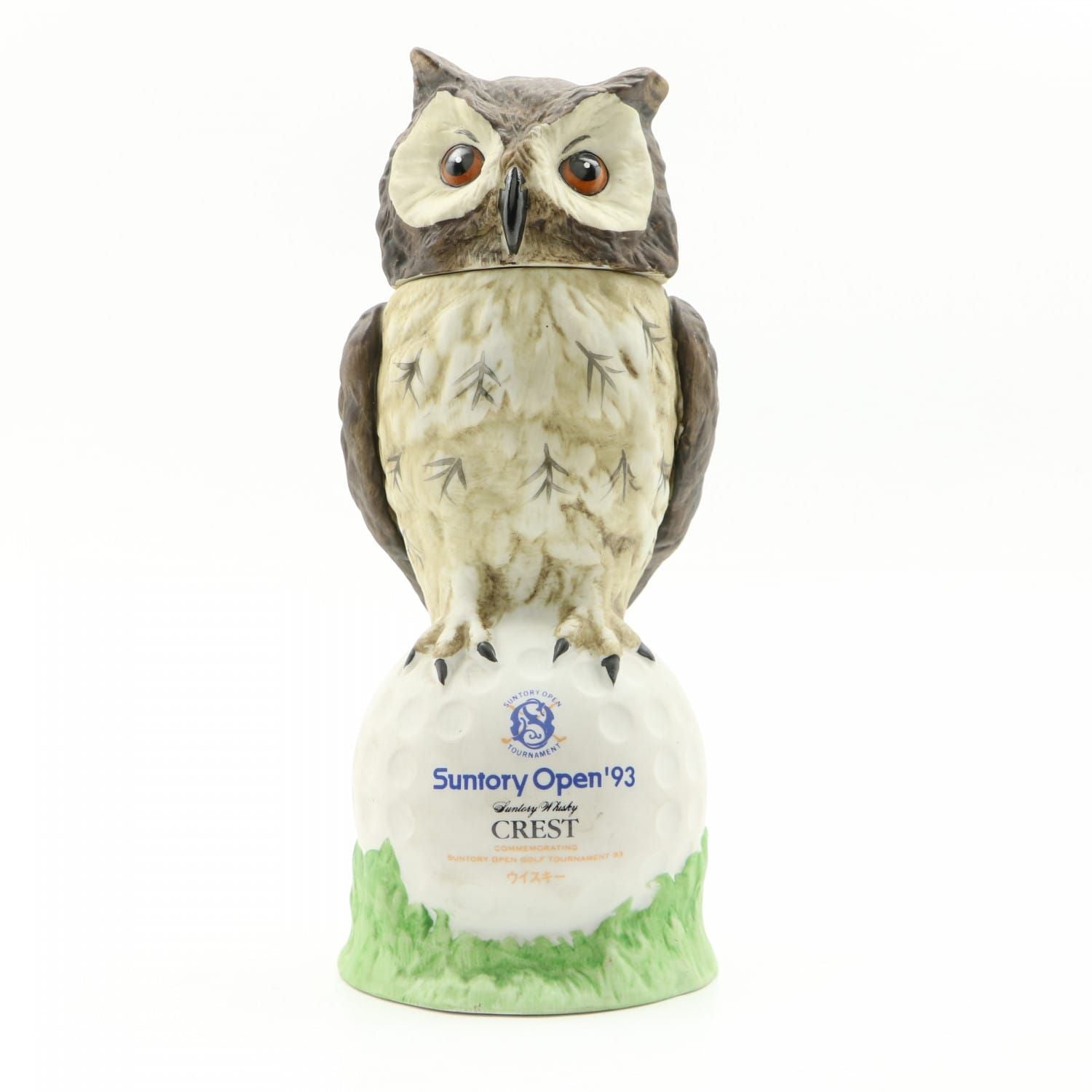 Suntory 12 Year Old Golf Open 1993 Crest Owl Ceramic Decanter